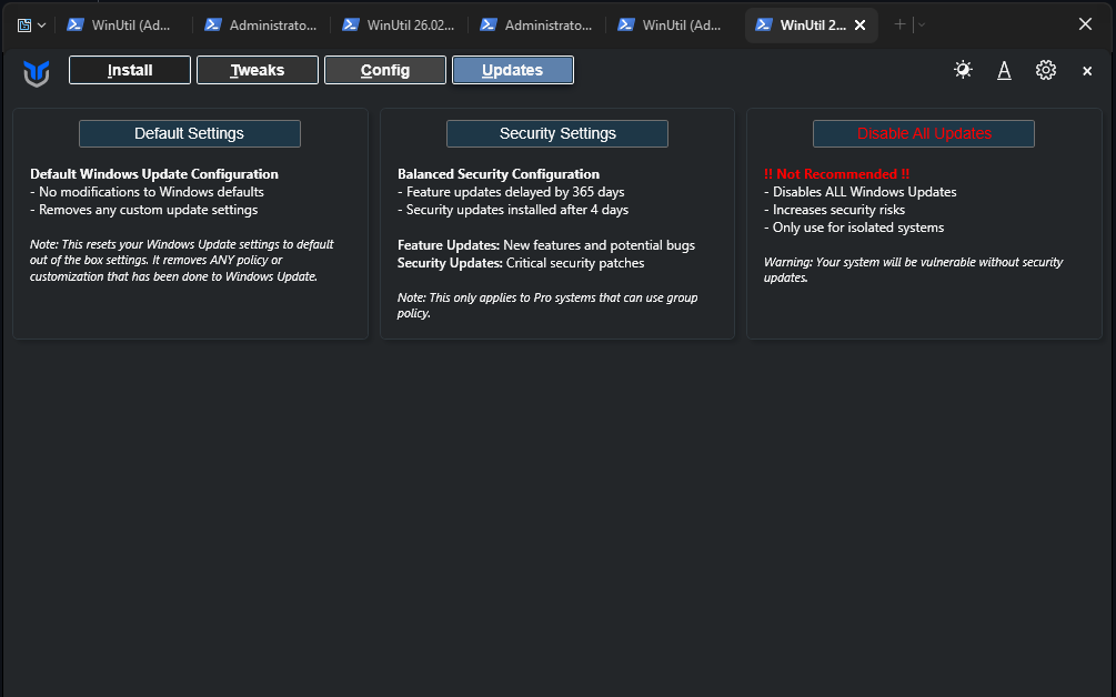 Windows Security Updates in CTT